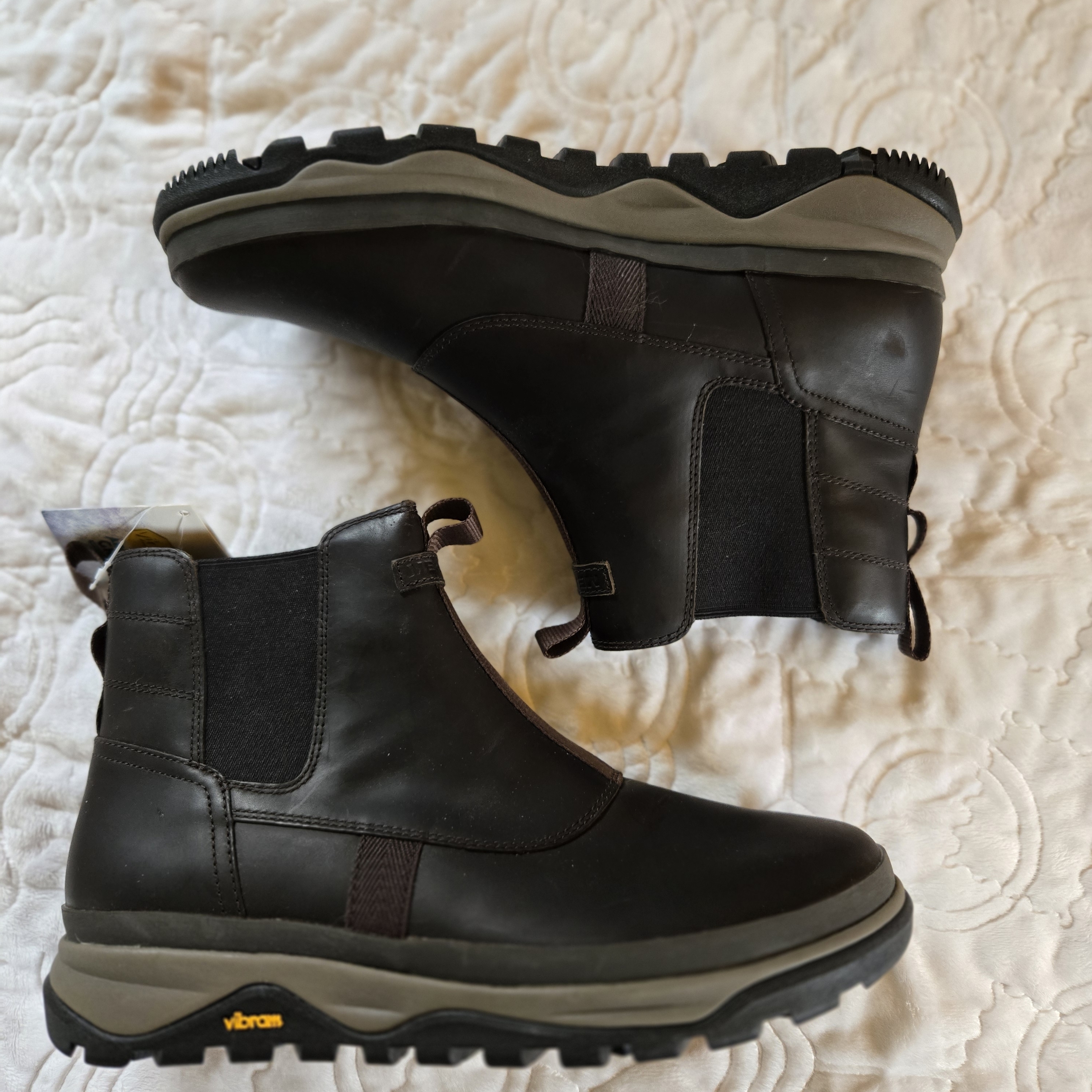 Men's Dark Brown Chelsea-Style Leather Ankle Boots By Merrell.